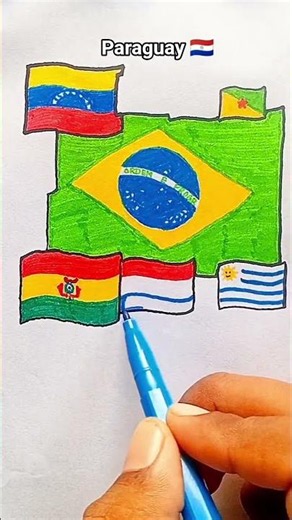 Draw Flag Map of Paraguay 🇵🇾 #paraguay #flag