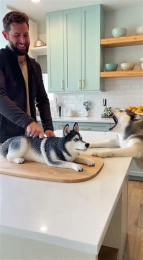 Husky Starts Howling at His Cake Twin! 🐺🍰🎤 #Shorts #Viral #HuskyDrama