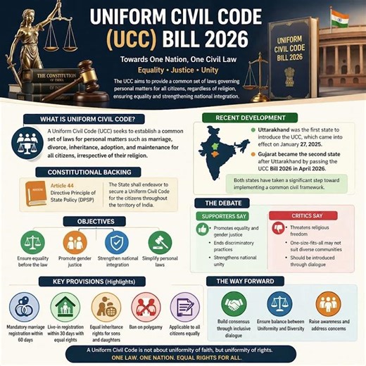 Uniform Civil Code (UCC) Bill 2026 Explained | Article 44 | Polity Current Affairs 🔥