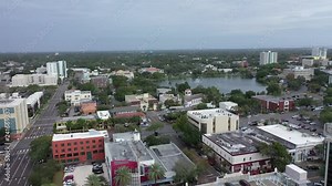 Aerial drone footage of Downtown St. Petersburg, Florida and surrounding neighborhoods and landmarks.