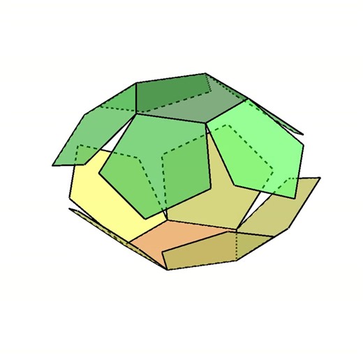 44K views · 624 reactions | Net of a pentagonal dodecahedron Follow Magic Pi on instagram https://www.instagram.com/magic_pi2?igsh=MTE5Y2h4cHo4dTRrbw%3D%3D&utm_source=qr #MTBoS #iteachmath #maths #math #geometry | Magic PI - math animations | Facebook