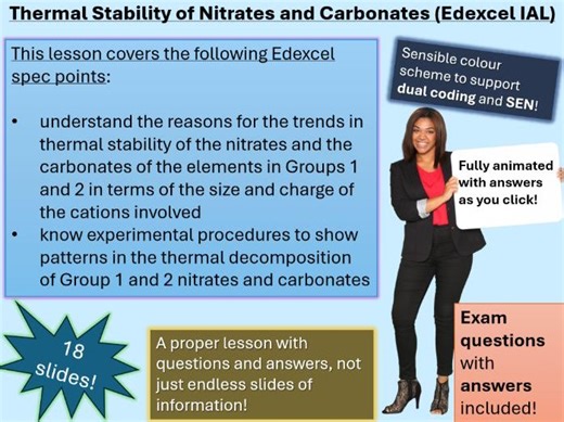 Thermal Stability of Carbonates and Nitrates (click for video preview) | Teaching Resources