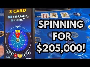 3 CARD POKER in LAS VEGAS! SPINNING THE WHEEL FOR OVER $205k!!! 🍀
