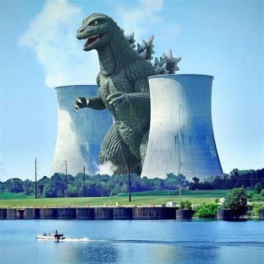 TVA is showing off their Halloween spirit with a giant Godzilla parade balloon at Watts Bar Nuclear Power Plant . #halloween2025 #godzilla #rheacountytennessee | George Maykranz