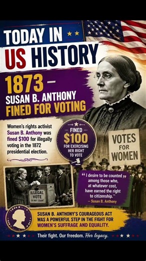 1873 – Susan B. Anthony Fined for Voting #history #todayinhistory #cloocheyfoundation