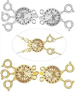 Necklace Layering Clasps Separator for Women 14k Gold & Silver Tangle Free Safety Jewelry Locking Clasp Converter Chain Extender (4 pcs Golds+argentums)