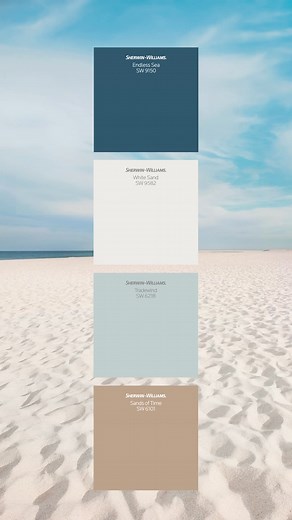 164K views · 20 shares | Bring the calm vibes from your favorite beach home. Peel & Stick samples make finding the right color a breeze. Featuring SW9150 Endless Sea, SW9582 White Sand, SW6218 Tradewind and SW6101 Sands of Time. | Sherwin-Williams | Facebook
