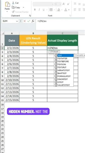 Excel LEN Trick 😱 Date Length Changes Instantly!