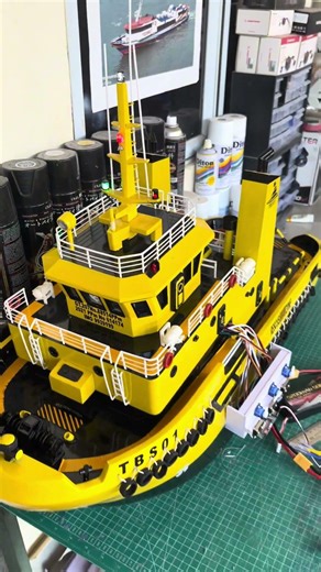 Cek setelah wiring rc tug boat kuning #diyrcboat #rcboatbatam