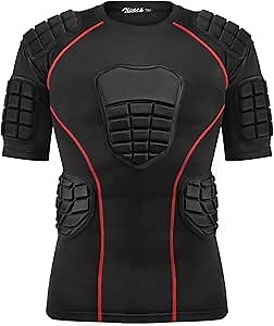 Zicac Padded Compression Shirt 8-Pads Football Rib Protectors Padded Shirt Chest Protective Gear Sports Rash Guards for Football Rugby Baseball