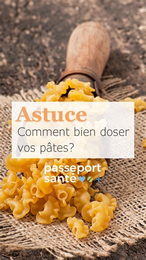 🍝​ A chaque fois que vous faites cuire des pâtes vous avez le même souci : soit il y en a trop, soit pas assez ? Voici 2 astuces toutes simples pour enfin bien les doser ! 👍 #santé #sante #nutrition #cuisine #astucescuisine #tips #pates #pastalovers #conseilcuisine #bienmanger | PasseportSanté