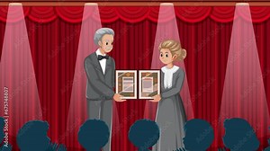 Marie Curie receiving the Nobel Prize in Physics and Chemistry.