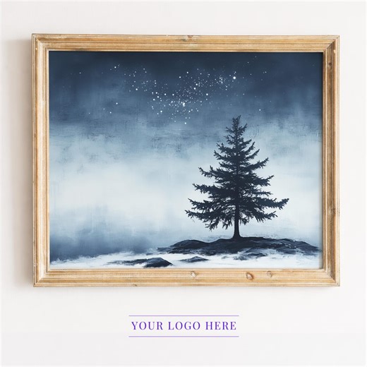 Winter Pine Tree Silhouette - Moody Minimalist Landscape, Printable Winter Watercolor Art, Serene Forest Scene, Digital Download 98 - Etsy