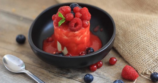 Parfait glacé pêches et fruits rouges