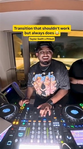 Eric Xavier | DJ Xirex on Instagram: "Wordplay transition that nobody asked for 😂 From Love Story by Taylor Swift 💔➡️ to Don't Stop the Party by Pitbull 🎉 Bringing this vibe back to Cheroot at ITC Chennai this Saturday for a Valentine’s special DJ set, expect more love songs flipped, wordplay transitions, and routines like this all night ❤️🔥"