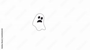 Paranormal ghost flying up bw 2D character animation. Haunted places outline cartoon 4K video, alpha channel. Horror shadow. Howling ghost Halloween animated personage isolated on white background