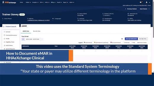 How to Document eMAR in HHAeXchange Clinical