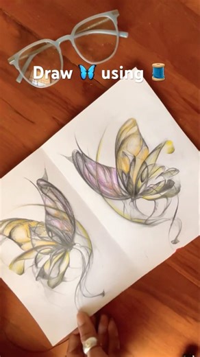 Draw butterfly using thread 🧵 #shorts