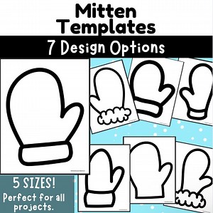 Mitten Templates: 7 Winter Craft Designs, 5 Sizes (printable) - Etsy Canada