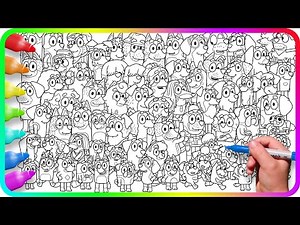 BLUEY Coloring Pages. Do you know How to color ALL Bluey Characters? Bluey, Bingo, Muffin and other