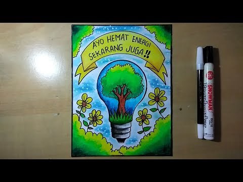 Cara menggambar poster tentang hemat energi