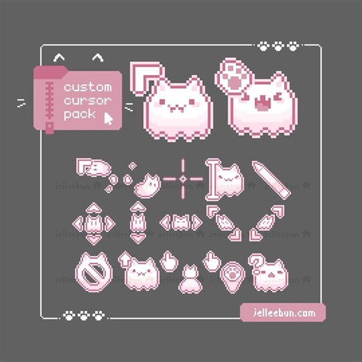 Ghost Kitty Pixel Art Mouse Cursors – Pink Animated Bouncy Pack (windows .ani Files) - Etsy