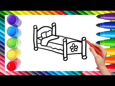 How To Draw cute Bed Drawing, Painting & Coloring For Kids and Toddlers_ Child Art 🐋🌈🎨