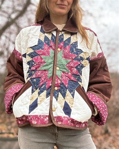 Vintage Prairie Star Quilt Jacket • Upcycled Pillowcase Cottagecore Coat - Etsy