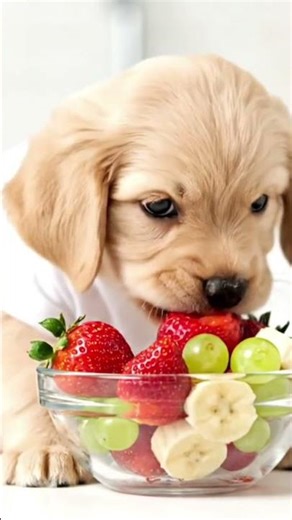 puppy eating bowl of fruits #asmr#puppyasmr # shorts#cute #lifeisbutadream #puppy