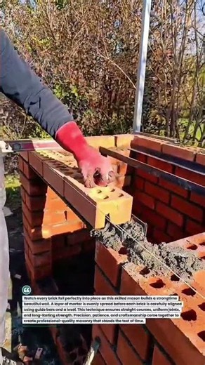 Bricklaying Perfection in Every Row! #Brickwork #Masonry #Construction