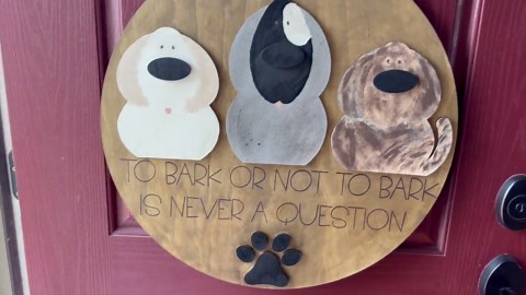 Rustic Dog Door Hanger Sign | Funny Dog Decor | 22" Wooden Round | Pet Lover Gift | Farmhouse Entryway Sign | One of a Kind