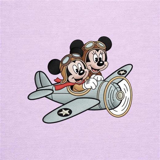 Disney Mickey Minnie Airplane Embroidery Design Pilot Cartoon Aviation Machine Stitch File Download - Etsy
