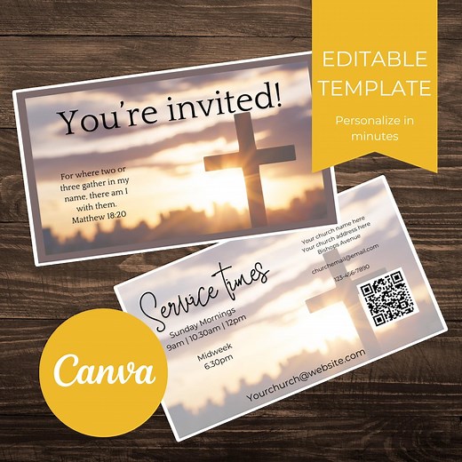 Editable Church Invitation Template: Canva Ministry Welcome Card (digital Download) - Etsy