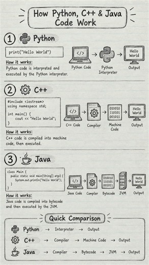 How Python, C++ & Java Work | Code Comparison