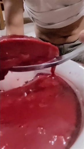 The blood pudding was frozen solid, it took a lot of effort to cut it. #shorts