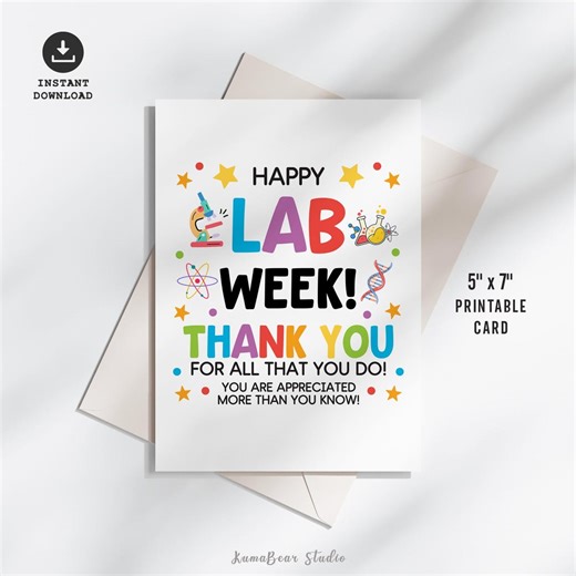 Lab Week 2026 Printable Cards, Medical Laboratory Professional Appreciation Thank You Card - Etsy