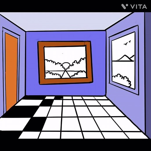 How to draw a room interior in 1- point perspective