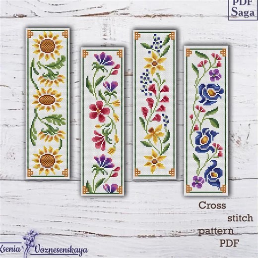 Sunflower Bookmark Cross Stitch Pattern: Floral DIY Craft (digital Download) - Etsy Australia