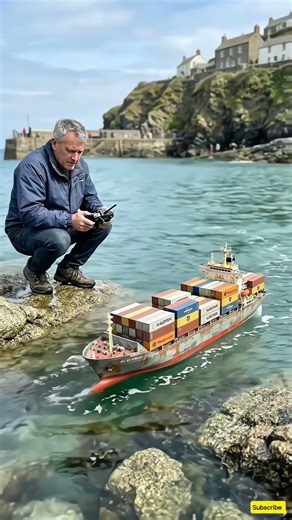 "Man Controls a Remote-Control Boat in the Water 🚤"