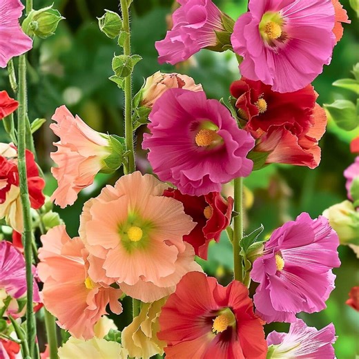 50 Hollyhock Flower Seeds Mixed Colors Alcea Rosea Tall Cottage Garden Flowers Outdoor Planting - Etsy