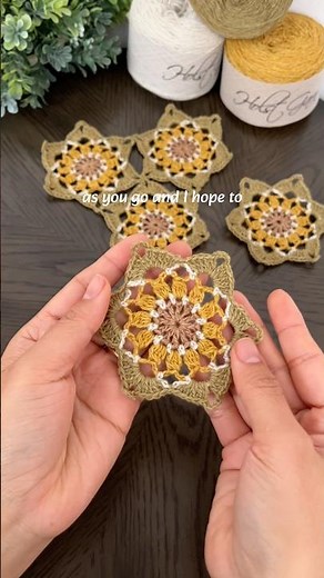 Click link☝️Crochet flower motif tutorial and join as you go method #crochetmotif #crochettutorial