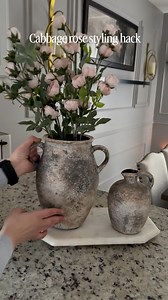 Save this hack for later! Here’s a simple cabbage rose hack! Flip the stems up to fit your vase and to give you more natural arrangement. Perfect for any vase — and yes, these are from Michael’s! 🔗link in my bio or comment shop for the link ‏ #flowerhack #vasearrangement #cabbagerose #michaelsfinds #vaseflowers | mirnaballow