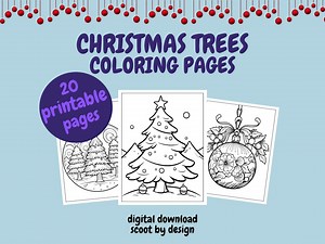 Christmas Trees and Ornament Design Coloring Pages, Coloring Pages for Kids and Adults, Fun Activity, Digital Download, Holiday Fun. - Etsy