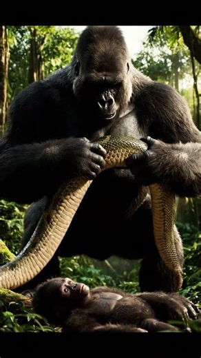anaconda vs gorilla: the shocking jungle revenge that no one expected! #animalrescue #wildliferescue