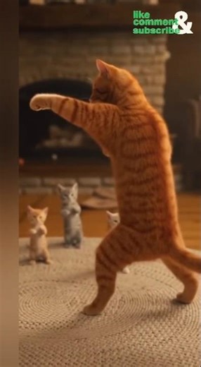 😻Orange Cat Teaches Boxing to His Kittens 🥊😂 | Funniest Cat Short on YouTube 🐾 #cat #cute