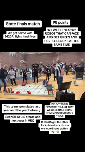 State finals match. Less than one week to create! #vex #vexiq #robot #vexrobotics #fullvolume #engineering #stem #states #competition #finals