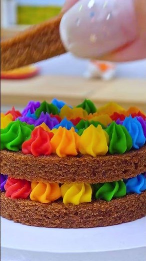 Miniature Rainbow Cake Recipe 🌈🍫#short