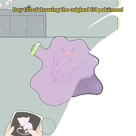 Day 132 of drawing the original 151 pokemon! #pokemon #pokémon #artist #art #ditto #smile #smileface