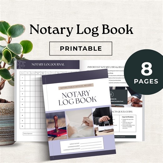 Notary Log Book Printable, Signing Agent Record Book, Mobile Notary Business Forms, Professional Record Journal, Loan Signing Agent PDF - Etsy