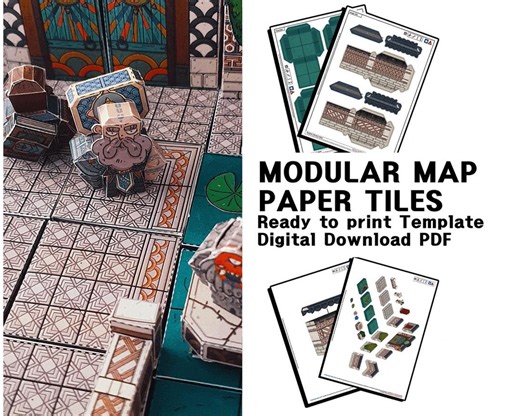 Dnd Papercraft Modular Tiles | Digital Download Battlemap Set | 2x2 Grid, | Floor & Wall Terrain for Tabletop Rpgs - Etsy